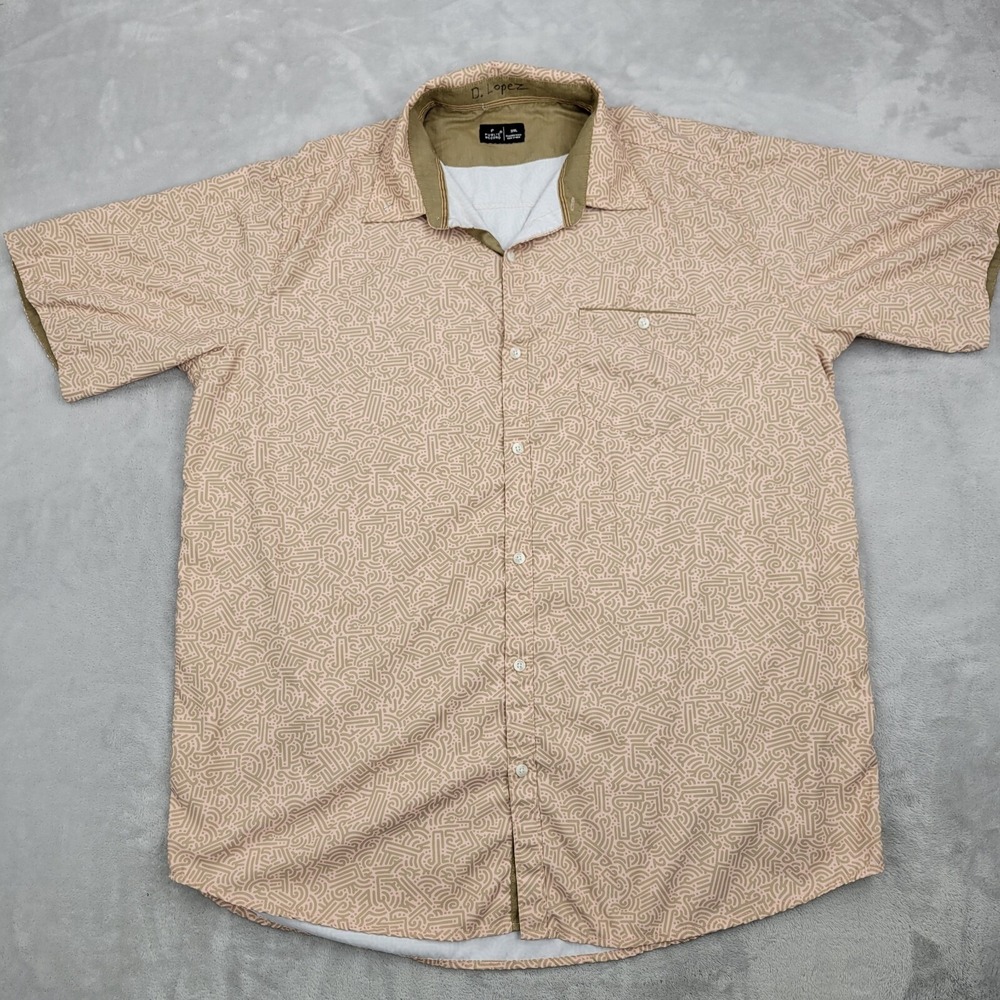 Public Record Shirt Mens XXXL Performance Button Up Dress Doodle Geo Blush 3XL